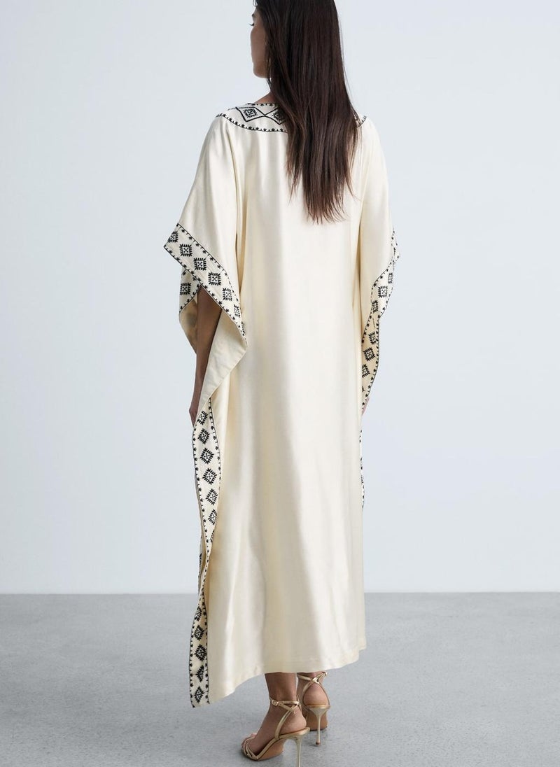 MANGO Embroidered Satin Caftan  - Image 2