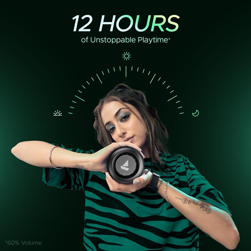 boAt Stone 350 Pro w/ 14W Signature Sound, Up to 12 Hours Playback, RGB LEDs, TWS Feature, Built-in Mic, BTv5.3, AUX Port, IPX5 & Type-C Interface Bluetooth Speaker (Raging Black) - Image 4