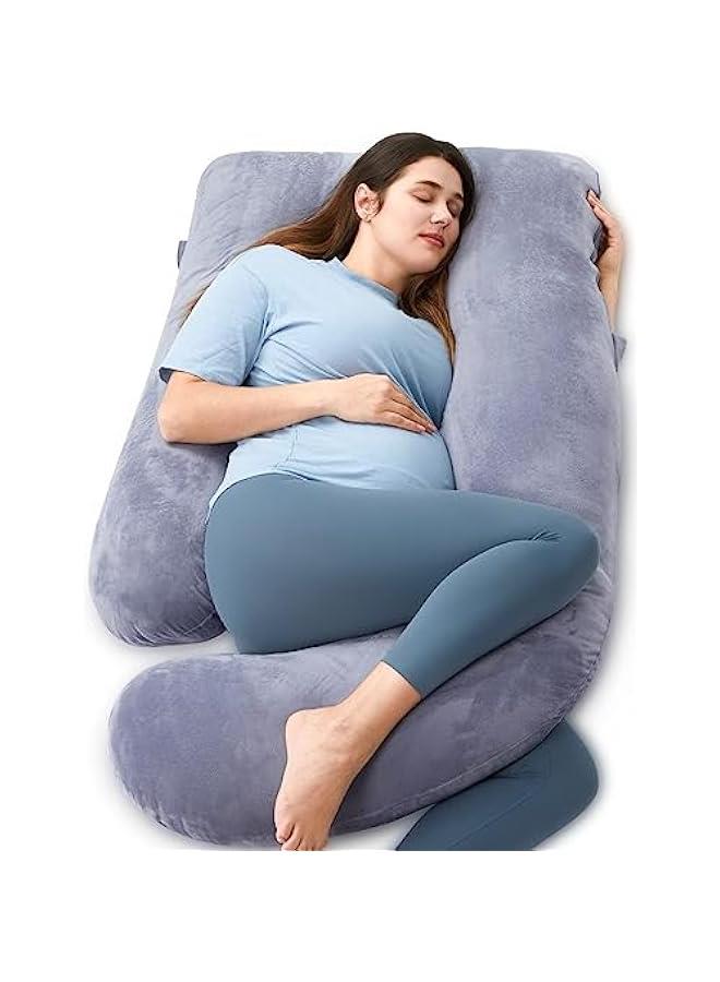 Pregnancy Pillows for Sleeping, U Shaped Full Body Maternity Pillow with Removable Cover - Support for Back, Legs, Belly, HIPS for Pregnant Women, 57 Inch Pregnancy Pillow for Women, Grey  - Image 1