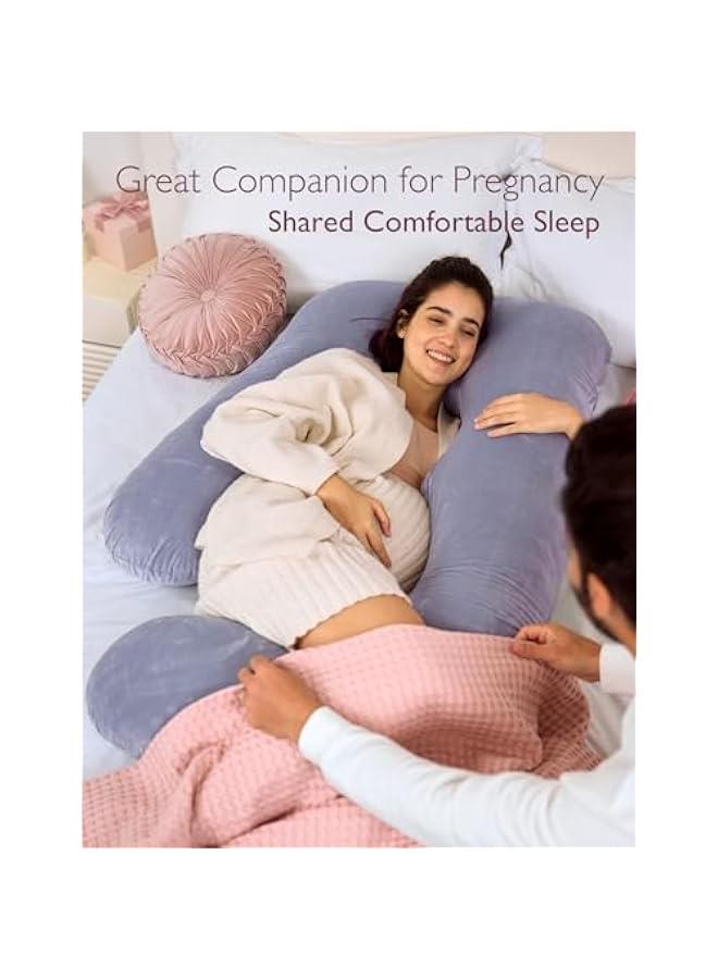 Pregnancy Pillows for Sleeping, U Shaped Full Body Maternity Pillow with Removable Cover - Support for Back, Legs, Belly, HIPS for Pregnant Women, 57 Inch Pregnancy Pillow for Women, Grey  - Image 3