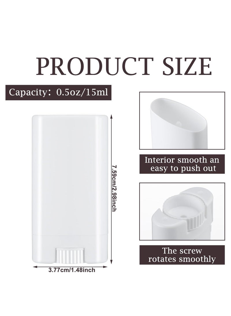 Generic - 20 Pcs Empty Plastic Deodorant Container, 15ml 0.5 Oz Refillable Deodorant Containers Oval Lip Balm Tubes BPA-Free for Lip Balm Deodorant DIY (White) - Image 1