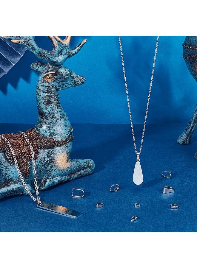 PH PandaHall 160 Pcs 8 Sizes 304 Stainless Steel Snap On Bails Hook Pendant Clasps Pinch Clips Bail Pendants For Neckalce Jewelry Diy Craft Making Stainless Steel Color - Image 3