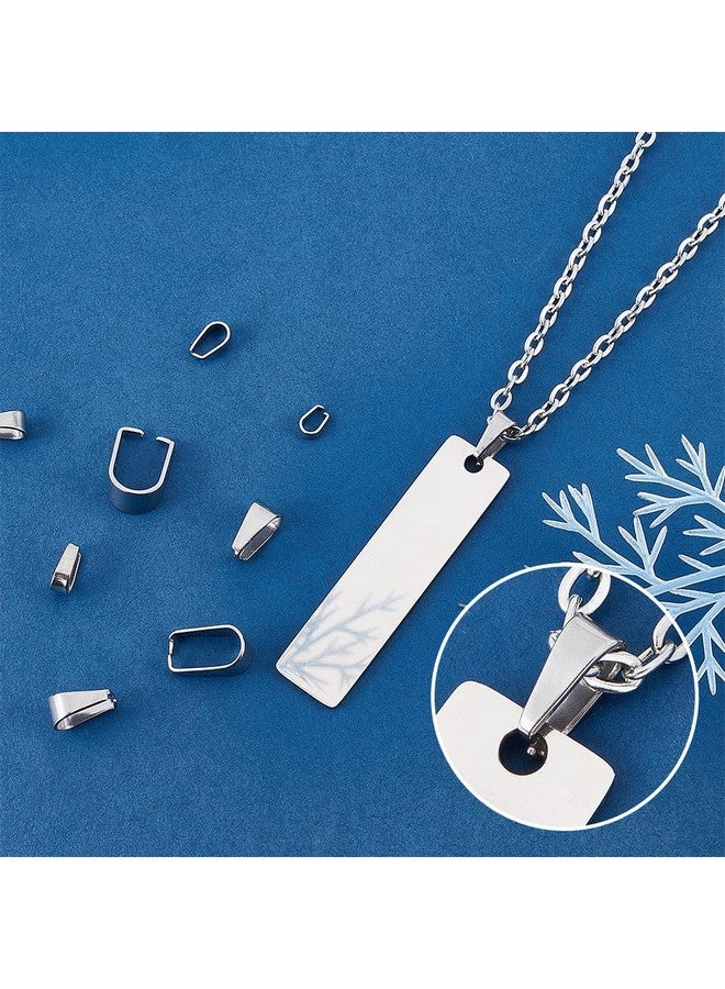PH PandaHall 160 Pcs 8 Sizes 304 Stainless Steel Snap On Bails Hook Pendant Clasps Pinch Clips Bail Pendants For Neckalce Jewelry Diy Craft Making Stainless Steel Color - Image 4
