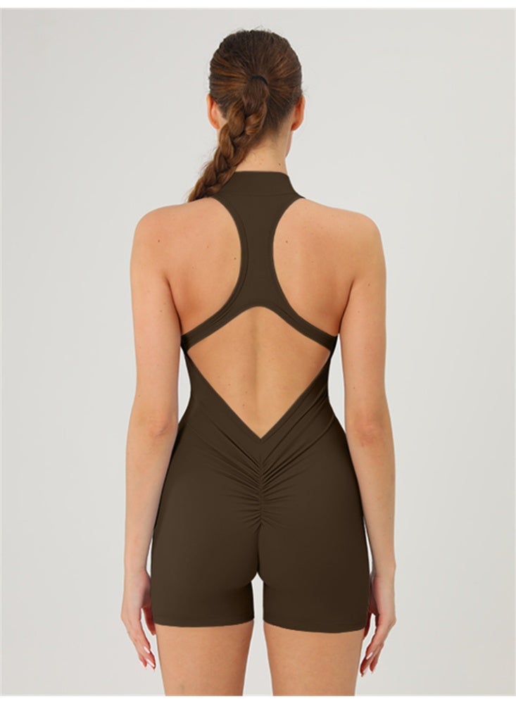 عام عارية الذراعين سستة قصيرة اليوغا حللا رياضة رياضية المرأة الرياضة قطعة واحدة داخلية رياضية - Image 2