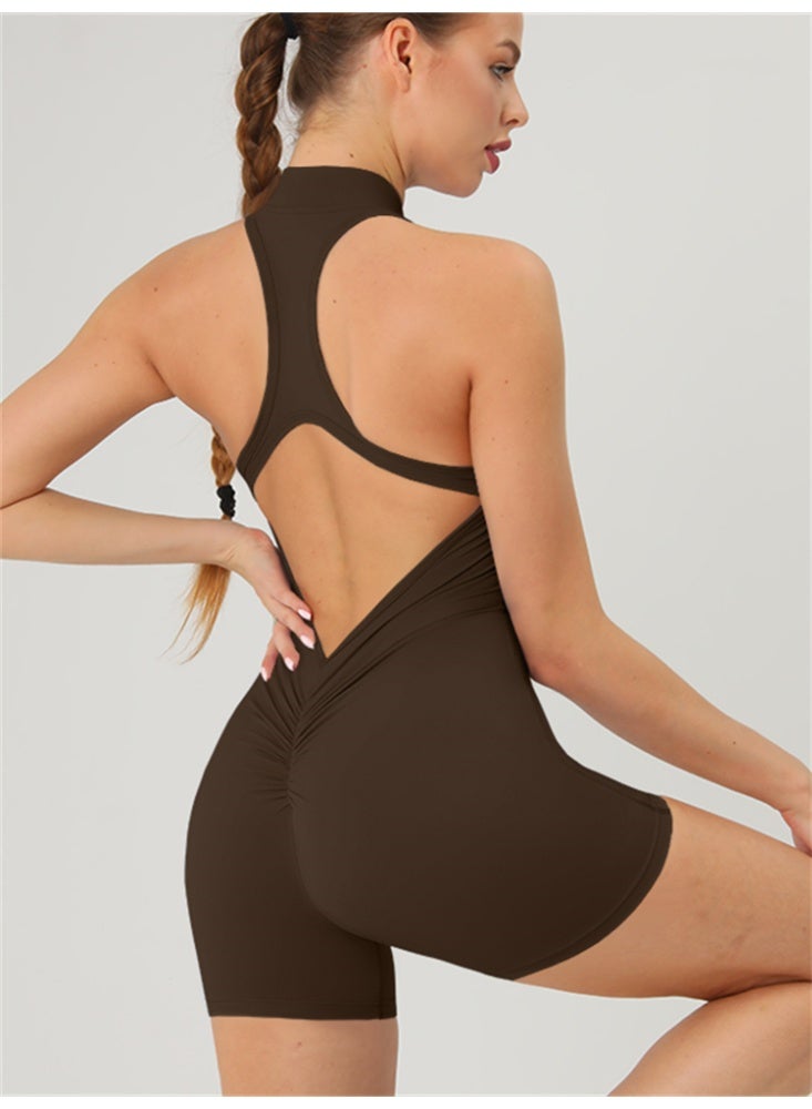 عام عارية الذراعين سستة قصيرة اليوغا حللا رياضة رياضية المرأة الرياضة قطعة واحدة داخلية رياضية - Image 1