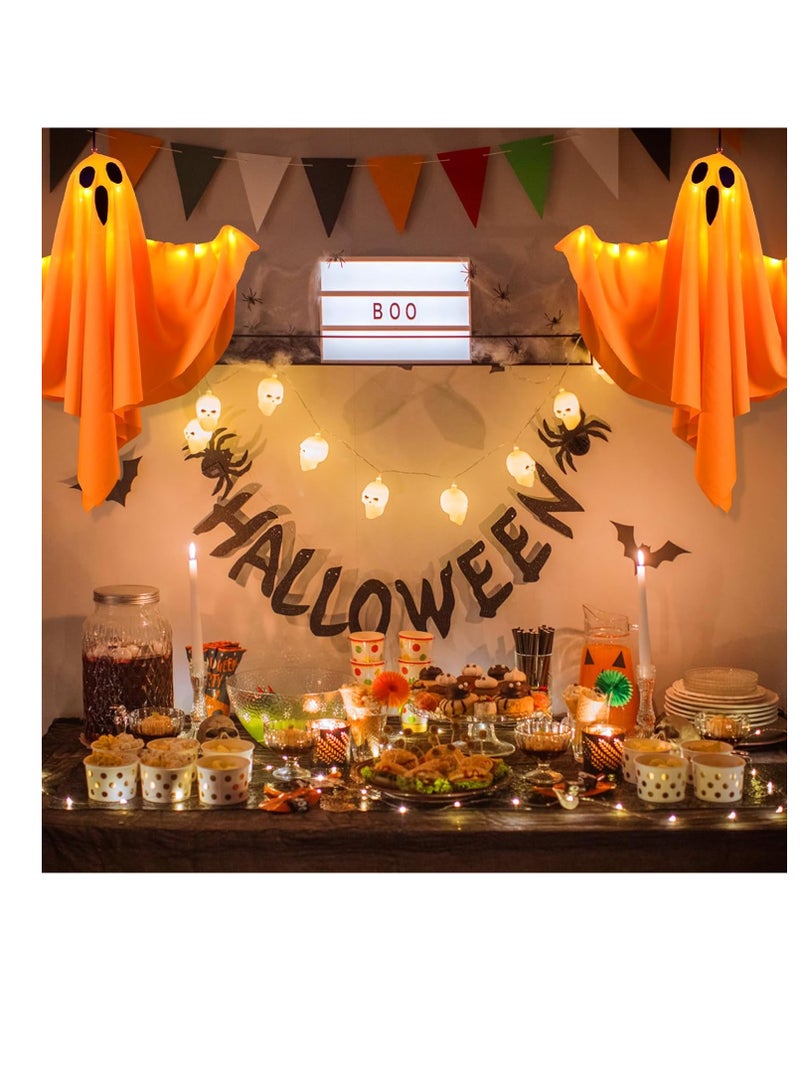 ديكورات شبح هالوين ، 4 حزمة معلقة ديكورات شبح مع أضواء LED ، ديكورات معلقة للحزب الباب الباب النافذة الشجرة الشرفة المنزل العشب وال (4 حزمة شبح برتقالي) - Image 5
