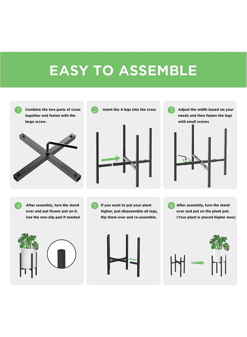 موثوقية التنبؤ حامل نباتات معدني قابل للتعديل، حامل أواني زهور دائري أسود ورف زاوية، رف عرض نباتات متين ومقاوم للصدأ للحدائق المنزلية الداخلية والخارجية، وتزيين الشرفات والفناءات - Image 3