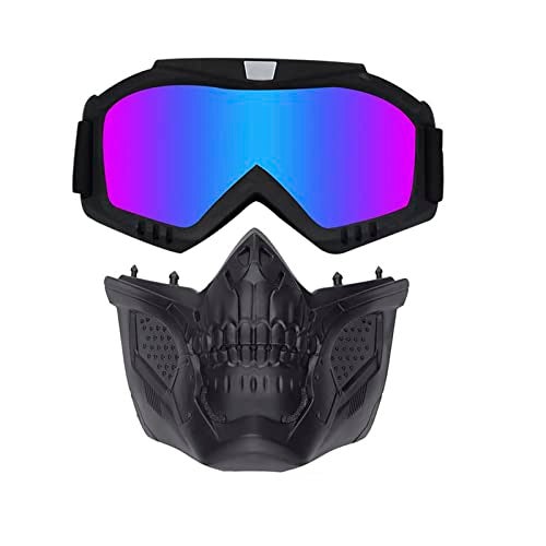 JFFCESTORE Airsoft Mask Balaclava Full Face and Detachable Anti Fog Airsoft Goggles Military Outdoor Sport CS Tactical Paintball Mask Face Eye Protection Headgear Mask (Blue) - Image 4