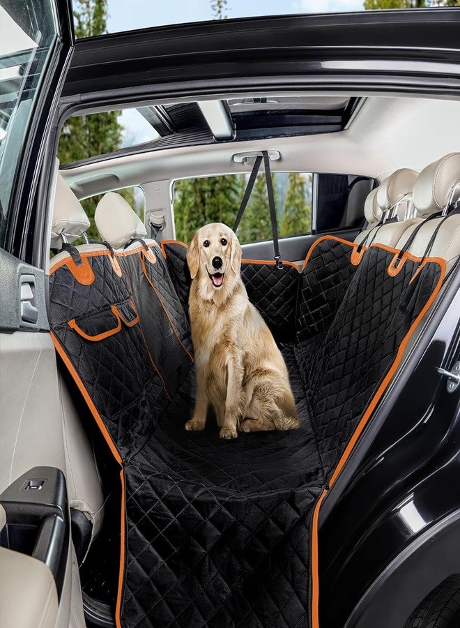 PetLux غطاء مقعد السيارة للكلاب من بيت لوكس، مقاوم للماء بنسبة 100%، مزود بجيب وأغطية، بتصميم أرجوحة، مصنوع من قماش 600D شديد التحمل، مقاوم للانزلاق والخدوش، مناسب للسيارات والشاحنات وسيارات الدفع الرباعي. (أسود-برتقالي) - Image 4