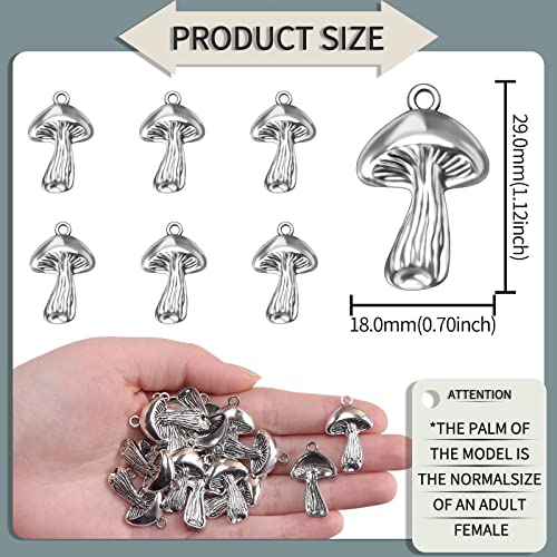 Weyuley 30pcs Antique Silver Plated Mushroom Charms Pendant DIY Bracelets Necklace Jewelry Making Craft Wholesale29mmx18mm (A065) - Image 2