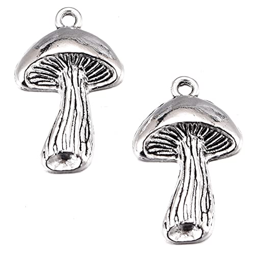 Weyuley 30pcs Antique Silver Plated Mushroom Charms Pendant DIY Bracelets Necklace Jewelry Making Craft Wholesale29mmx18mm (A065) - Image 1