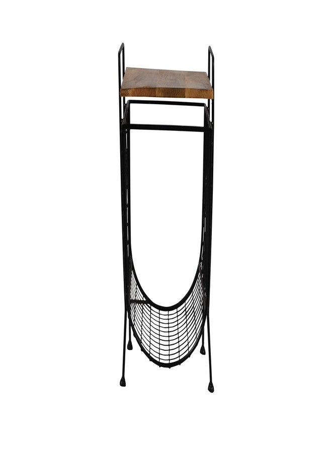 Priti Side Table with Magazine Rack Storage Basket Metal End Table with Wood Top for Living Room Bedroom - Image 5