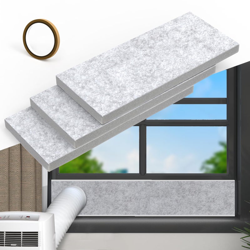 Flamorrow Insulated Foam Panels for Portable AC Window Seal Kit, Sturdy & Thick Air Conditioner Insulating Panel, Adjustable AC Window Seal Panels for Seal Heat, Fill Gap, Reduce Noise, 3 Pack - Image 1