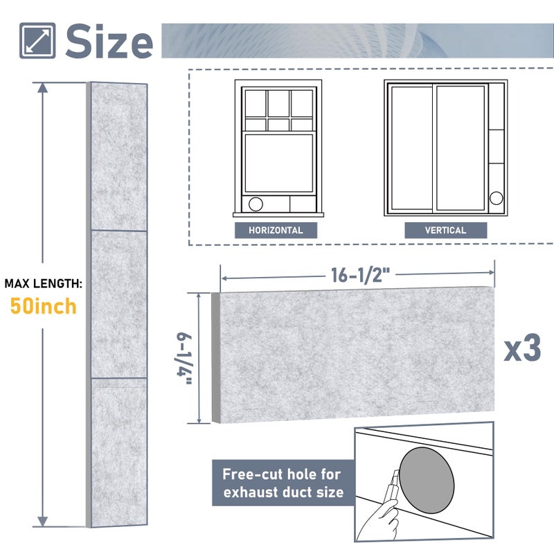 Flamorrow Insulated Foam Panels for Portable AC Window Seal Kit, Sturdy & Thick Air Conditioner Insulating Panel, Adjustable AC Window Seal Panels for Seal Heat, Fill Gap, Reduce Noise, 3 Pack - Image 3