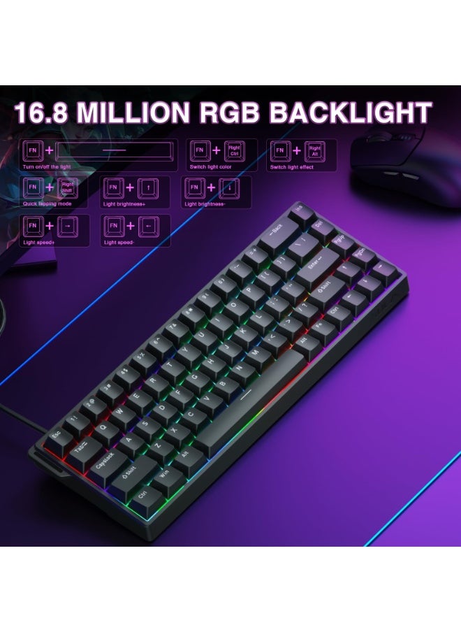 WIN68 HE Magnetic Keyboard with Adjustable Actuation, Hall Effect Switches, 65% Wired Compact Keyboard, 8000 Hz Polling Rate, Hot-Swappable (Black)