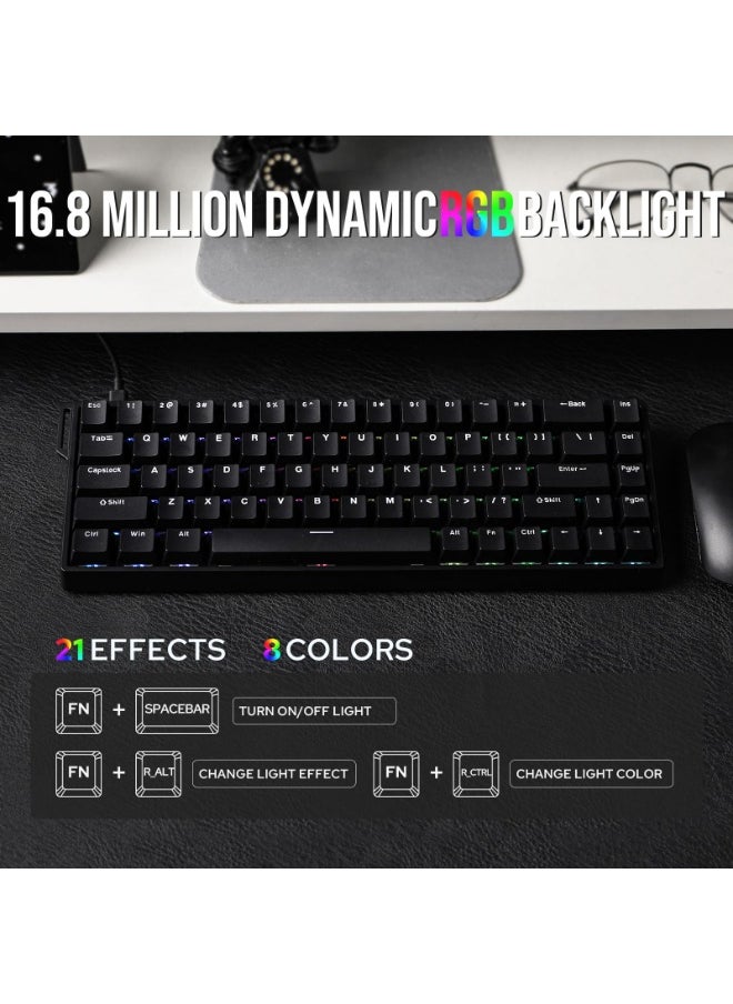 WIN68 HE Magnetic Keyboard with Adjustable Actuation, Hall Effect Switches, 65% Wired Compact Keyboard, 8000 Hz Polling Rate, Hot-Swappable (Black)
