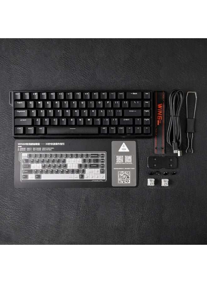WIN68 HE Magnetic Keyboard with Adjustable Actuation, Hall Effect Switches, 65% Wired Compact Keyboard, 8000 Hz Polling Rate, Hot-Swappable (Black)