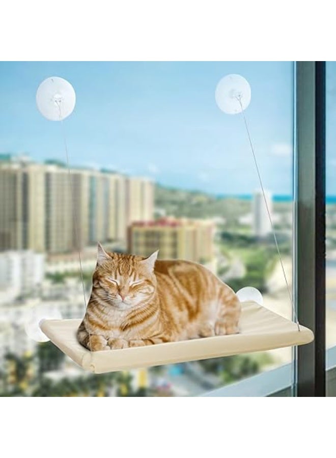 مريمايا طقم مكون من سرير ورف ومقعد نافذة وأرجوحة للقطط من مريمايا، موفر للمساحة وقابل للطي ويُثبت على النافذة بقواعد تثبيت بالشفط - مخصص لقطط تصل وزنها إلى 13 كغم لكي تستمتع بحمام شمسي 360° من كل الجوانب - Image 1