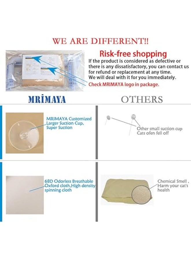 مريمايا طقم مكون من سرير ورف ومقعد نافذة وأرجوحة للقطط من مريمايا، موفر للمساحة وقابل للطي ويُثبت على النافذة بقواعد تثبيت بالشفط - مخصص لقطط تصل وزنها إلى 13 كغم لكي تستمتع بحمام شمسي 360° من كل الجوانب - Image 4