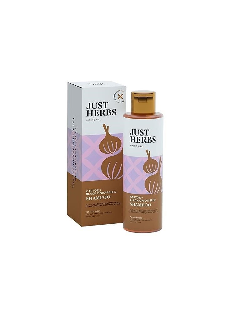 Just Herbs Anti Hairfall Natural Hair Mask With Castor & Black Onion Seed- 200Gm & Castor And Black Onion Seed Sulfate Free Shampoo Reduce Hairfall For Dull Hair- 200Ml Combo - Image 2