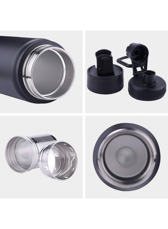 Sivaphe Tea Infuser Bottle With Removable Loose Leaf Tea Strainer Cup 18/8 Stainless Steel Insulated Travel Tea Tumbler Black - Image 4