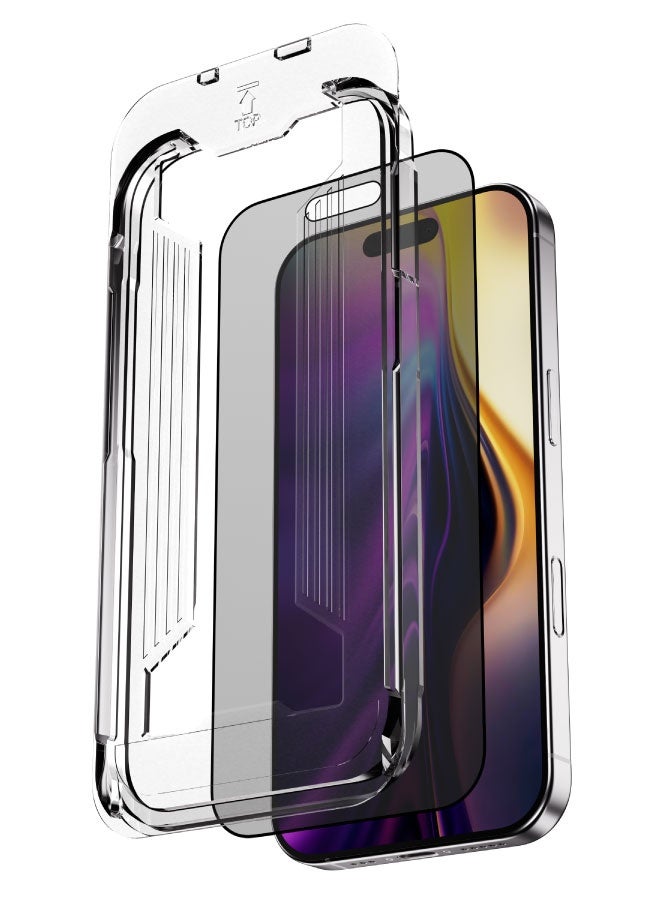 blupebble iPhone 17 Pro Privacy Screen Protector Tempered Glass with Auto Alignment Kit – Graphene Rock Series 2.5D Anti-Spy, 9H Shockproof, Anti-Fingerprint, Easy Install, Case Friendly - Image 1