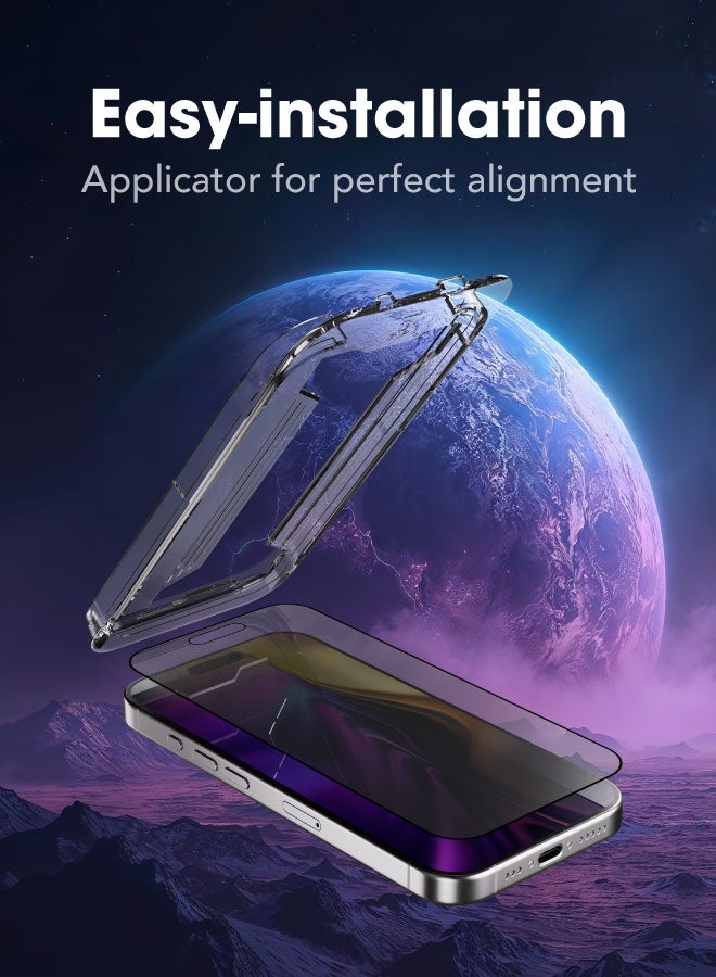 blupebble iPhone 17 Pro Privacy Screen Protector Tempered Glass with Auto Alignment Kit – Graphene Rock Series 2.5D Anti-Spy, 9H Shockproof, Anti-Fingerprint, Easy Install, Case Friendly - Image 5