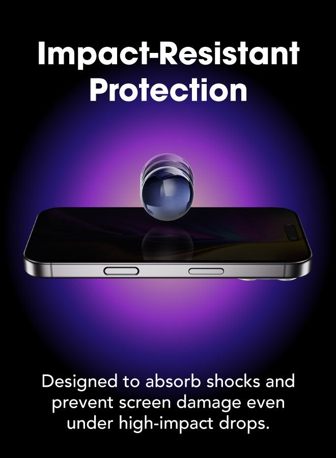 blupebble iPhone 17 Pro Privacy Screen Protector Tempered Glass with Auto Alignment Kit – Graphene Rock Series 2.5D Anti-Spy, 9H Shockproof, Anti-Fingerprint, Easy Install, Case Friendly - Image 4