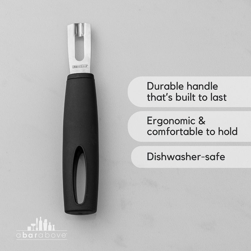 A Bar Above A Bar Above Premium Quality Channel Knife, Stainless Steel Bar Tool, Garnish for Cocktail Mixers, Lemon Zester, and Fruit Peeler, Professional Grade Bar Accessory, Stainless Steel  - Image 2