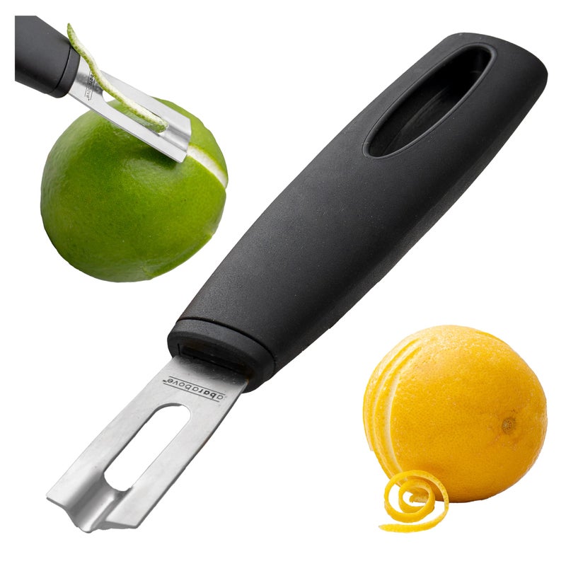 A Bar Above A Bar Above Premium Quality Channel Knife, Stainless Steel Bar Tool, Garnish for Cocktail Mixers, Lemon Zester, and Fruit Peeler, Professional Grade Bar Accessory, Stainless Steel  - Image 1