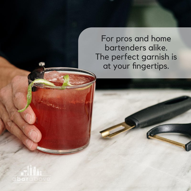 A Bar Above A Bar Above Premium Quality Channel Knife, Stainless Steel Bar Tool, Garnish for Cocktail Mixers, Lemon Zester, and Fruit Peeler, Professional Grade Bar Accessory, Stainless Steel  - Image 5