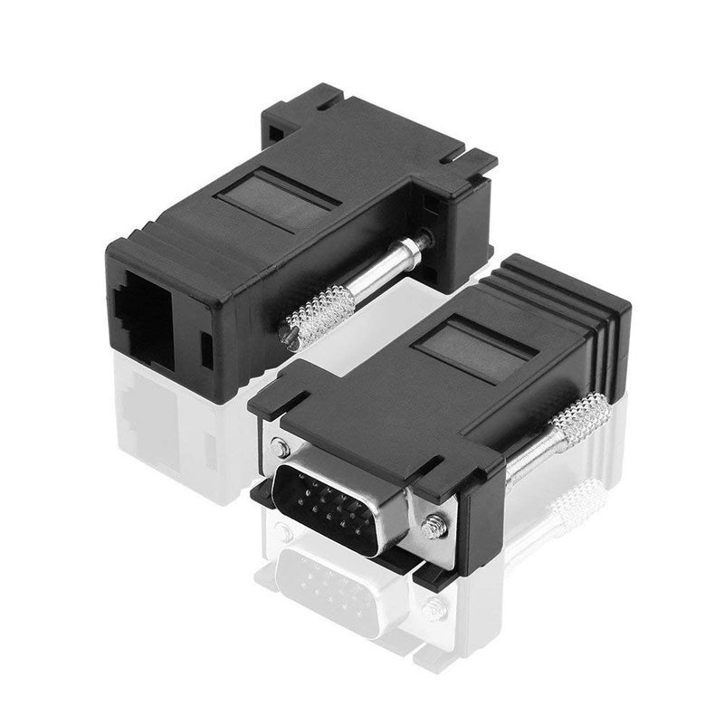 Tobo VGA Male to RJ45 Female Converter VGA Extender Male to LAN Cat5/ Cat5e/ RJ45 Ethernet Adapter.(1 Pair) TD-196TC - Image 1