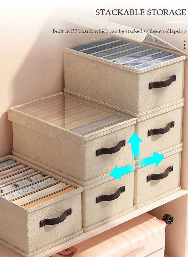 DUNISO 2pcs Wardrobe Clothes Organizer With Lid Closet Storage Organizer for Clothes Jeans Washable Closet Storage Boxes with Carrying Handles Cube Storage Bin for Home Bedroom Office - Image 4