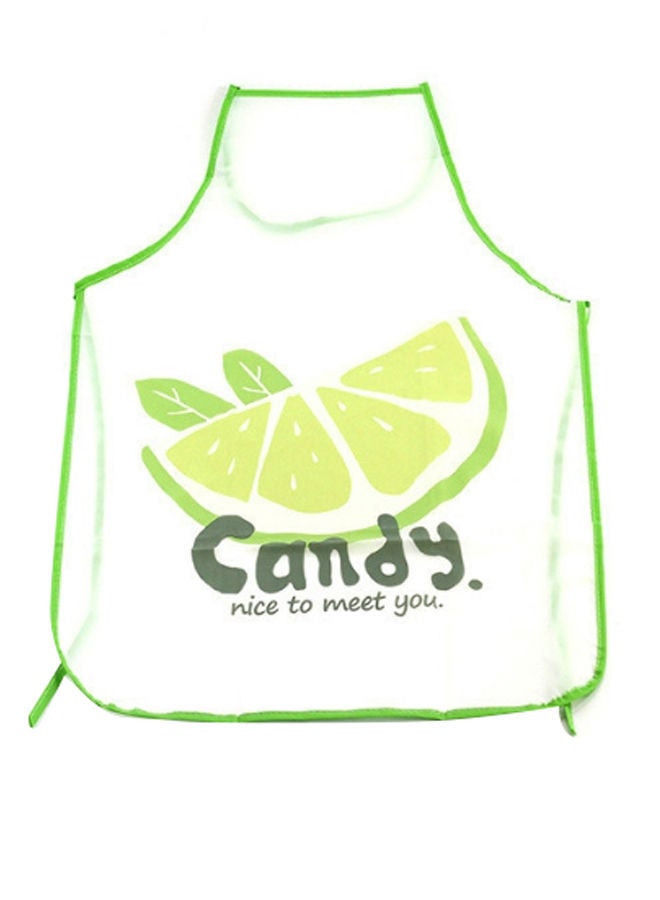 NIBEMINENT 2-Piece Lime Printed Oil Proof Apron Set Green/White 68 x 48centimeter
