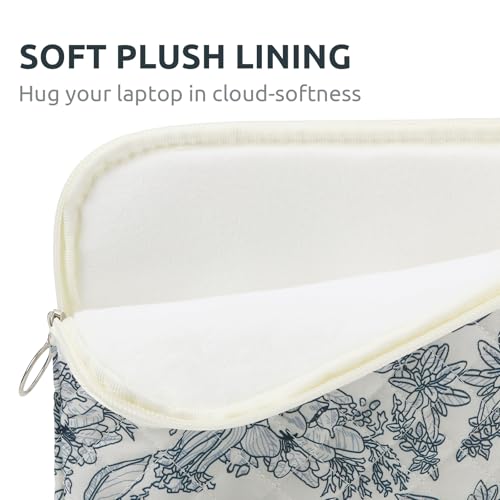 BBIQI Puffy Laptop Sleeve 13-15.6 Inch Cute Quilted Laptop Protective Case Padded Floral Computer Sleeve for MacBook (B-Dark Blue, 15 Inch) - Image 4