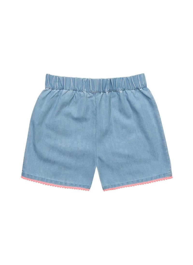 مينوتي شورت بناتي ناعم بتطريز ورباط مزين بشرّابات - Image 2