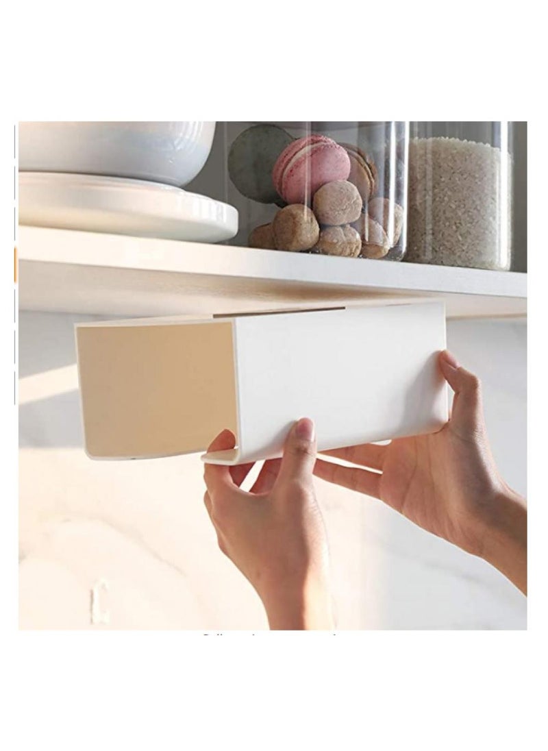 Alissa - 2 Pieces Portable Toilet Tissue Dispenser Tissue Boxes Tissue Paper Holder Wall Mounted Storage Box for Living Room Bathroom Kitchen Toilet and Office Room Apricot - Image 1