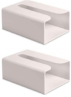 Alissa 2 Pieces Portable Toilet Tissue Dispenser Tissue Boxes Tissue Paper Holder Wall Mounted Storage Box for Living Room Bathroom Kitchen Toilet and Office Room Apricot  - Image 1