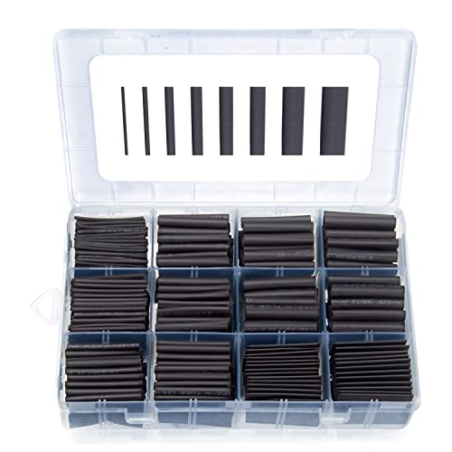 MILAPEAK 650 PCS Heat Shrink Tubing Kit, UL Approved Heat Shrink Tube Wire Wrap, 2:1 Ratio Electrical Cable Sleeve Assortment with Storage Case for Long Lasting Insulation Protection (8 Sizes, Black) - Image 1