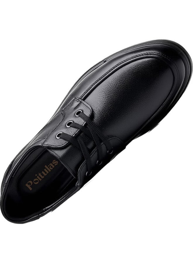 Poitulas Men'S Versatile Lace-Up Business Formal Casual Shoes, Lightweight Round Toe Dad Shoes, 6627 Black, Size 39 - Image 3