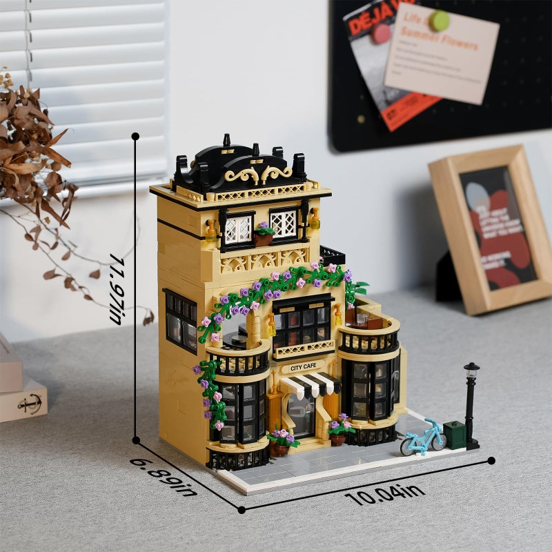 ENJBRICK مجموعة بناء مقهى المدينة من ENJBRICK للأزهار للبالغين، مجموعة بناء معمارية لمنزل للأولاد والبنات من 8-14 سنة 1443 قطعة - Image 3