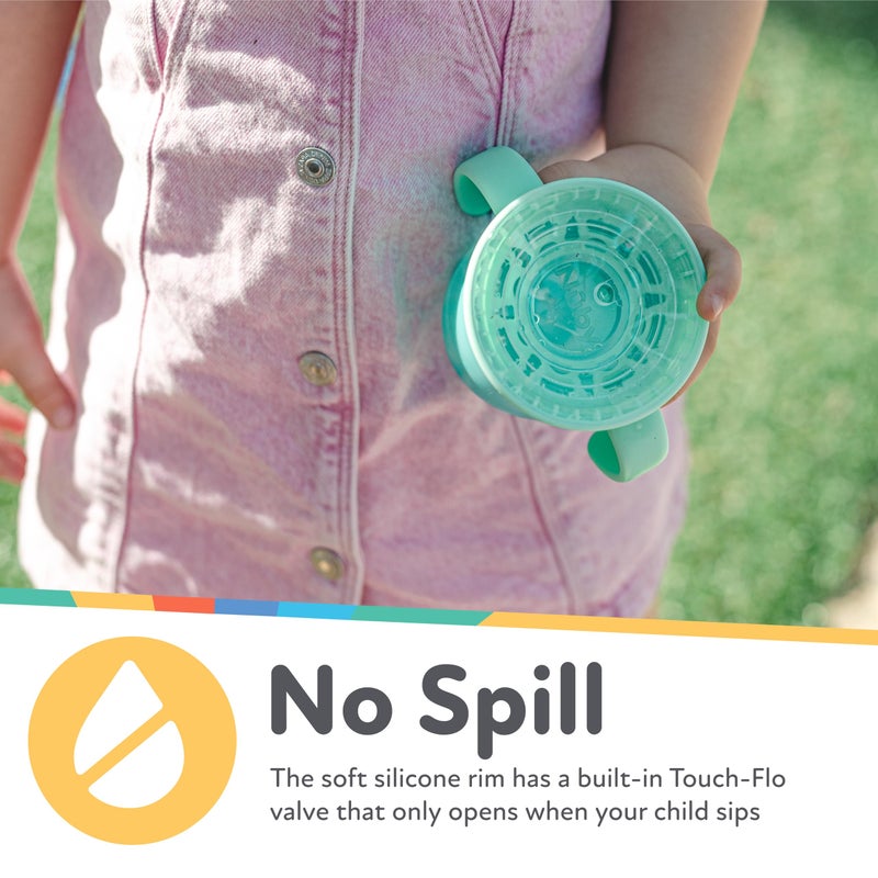 Nuby Wonder Cup - Spill-Proof Toddler Sippy Cups - (2 Pack) 5 oz - Sip from All Sides - Leak Resistant - Easy Grip Two-Handle Design - Pink/Aqua - Image 4