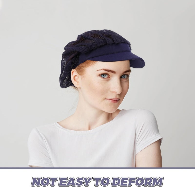 Breathable Unisex Elastic Chef Hat for Adults Kitchen Cooking Cap Cotton Food Service Hair Net Suitable for Bakers and Waitstaff Navy - Image 3