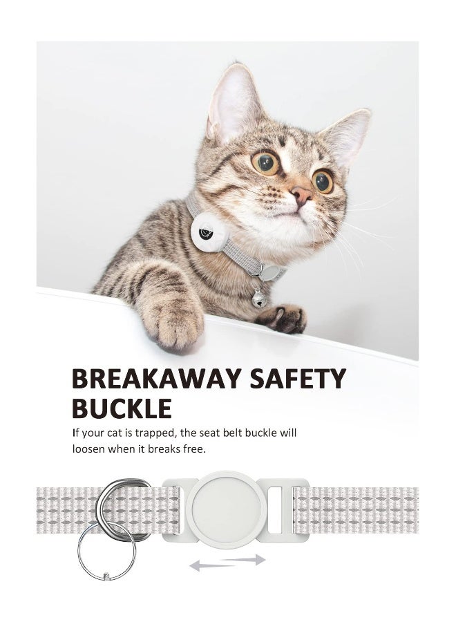 Reflective Breakaway Cat Collar with AirTag Holder and Bell, Lightweight Design for Kittens and Cats, Perfect for Boys and Girls (White) - Image 3