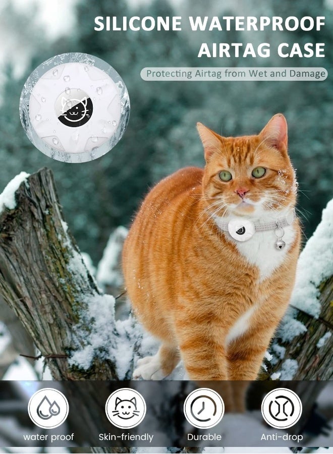 Reflective Breakaway Cat Collar with AirTag Holder and Bell, Lightweight Design for Kittens and Cats, Perfect for Boys and Girls (White) - Image 4