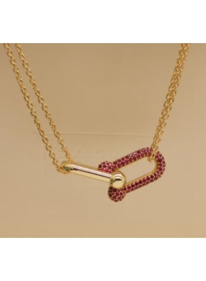 Tiffany & Co. Tiffany Hardwear 18k Gold Large Double Chain Link Ruby Women's Necklace - Image 2
