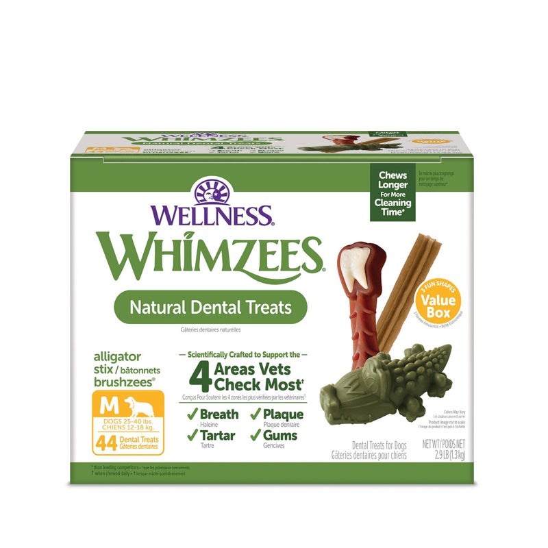 WHIMZEES Wellness Value Box Dog Dental Treats, Medium Size (44 Count) - Image 1