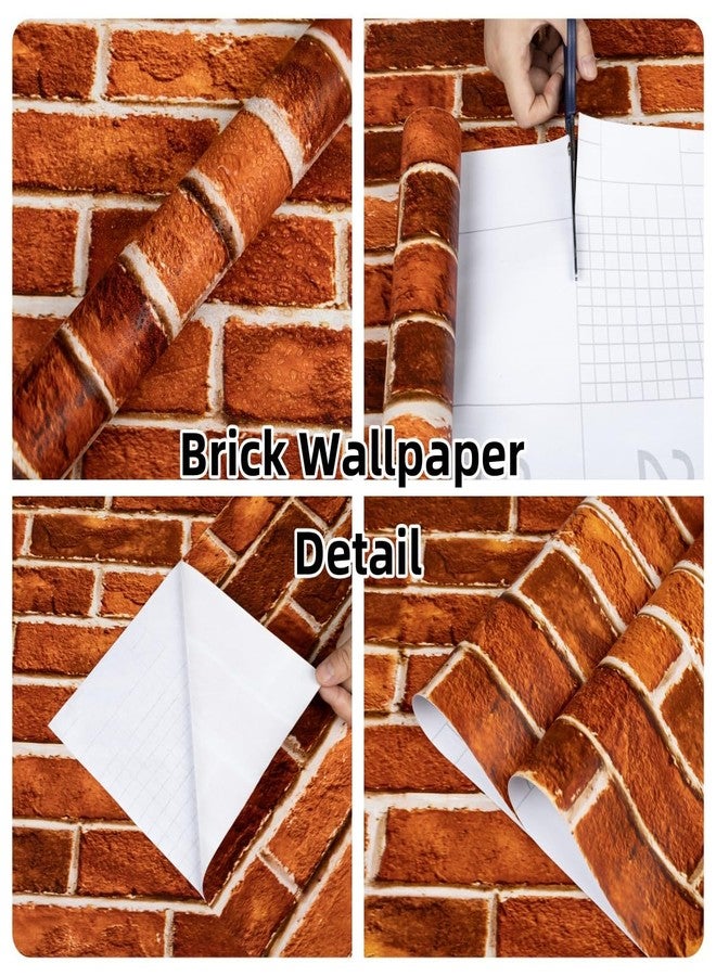 Abyssaly Red Brick Wallpaper Peel and Stick Faux Stone Textured Contact Paper Waterproof Self-Adhesive Modern Vinyl Wrapping for Fireplace Backsplash Christmas Party Home Walls Decor, 17.7" x 118" - Image 5