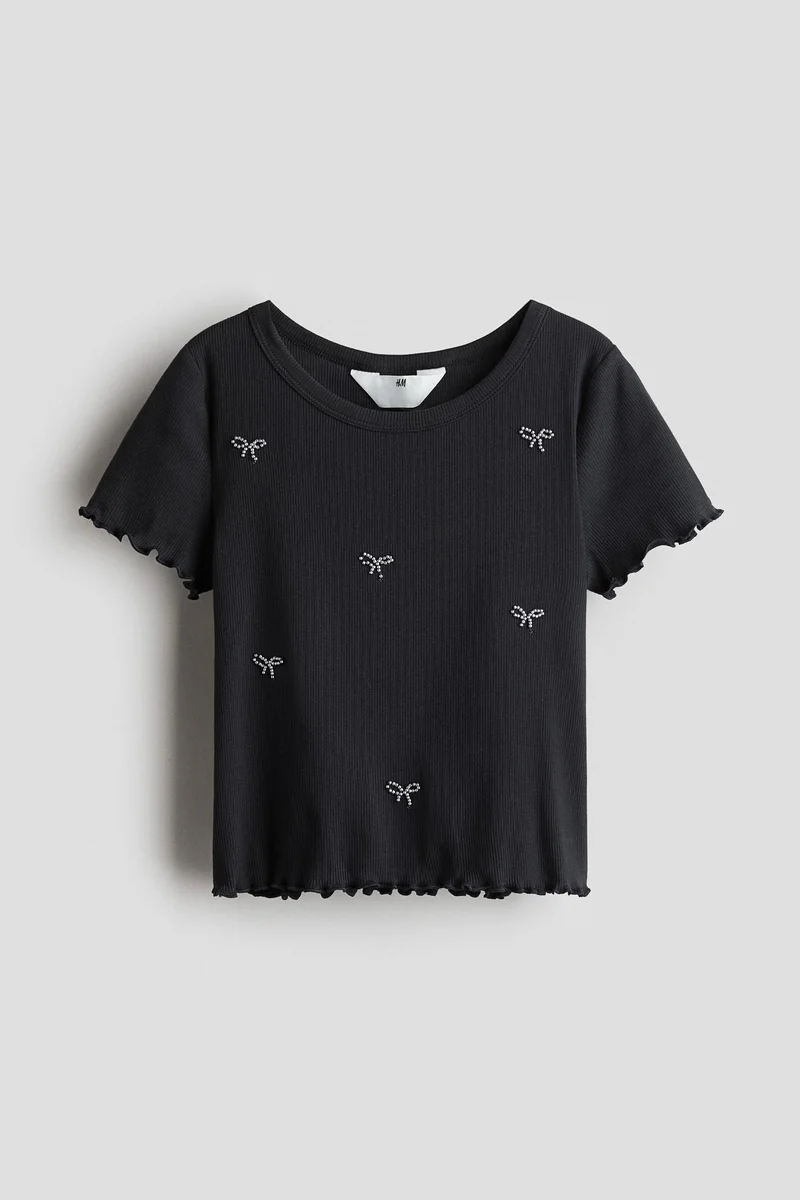 H&M Embellished cotton top