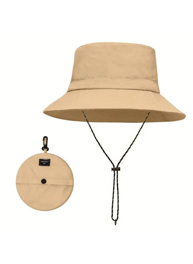 Goolsky Solid Color Waterproof Bucket Hat Unisex Foldable Sun Hat With Storage Bag On The Reverse Side Outdoor Hiking Fishing Boonie Hats For Women Men  - Image 1
